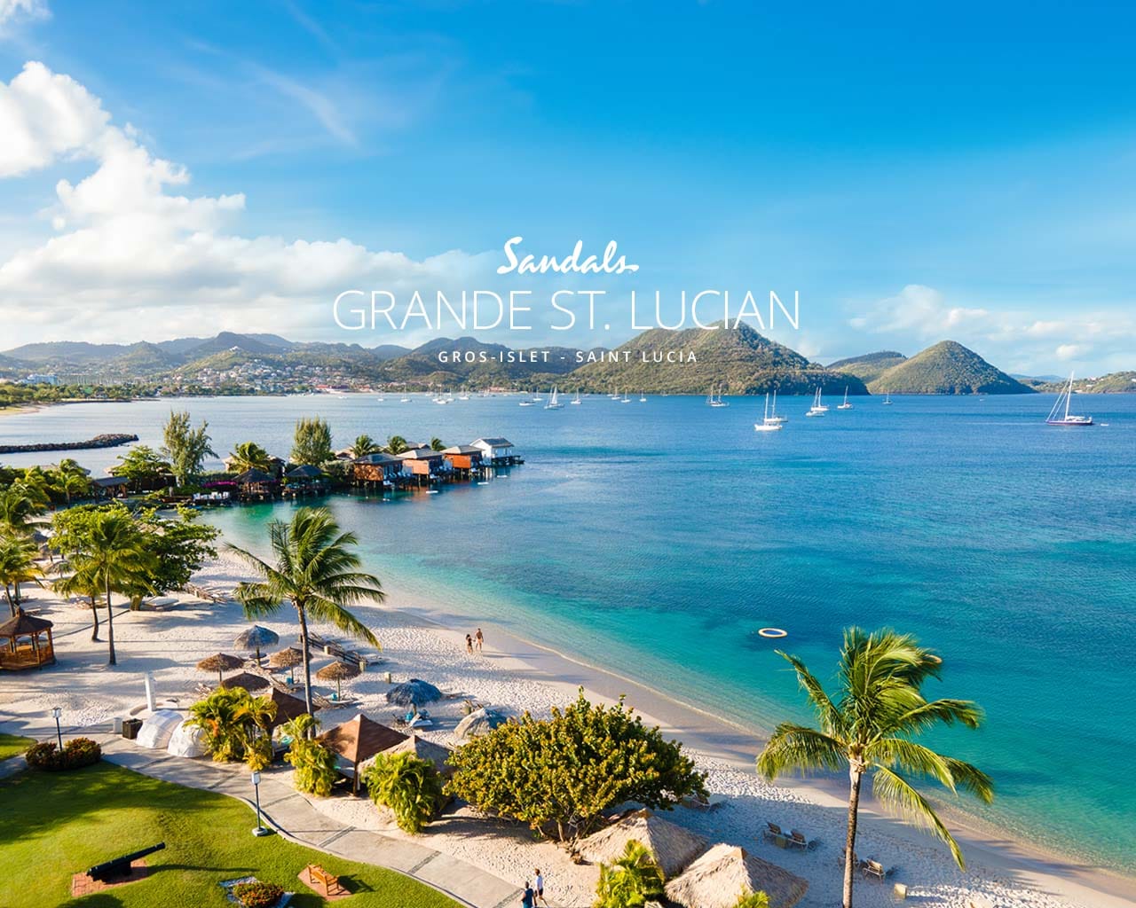 Sandals Grande St. Lucian — aerial of the Pigeon Island peninsula property